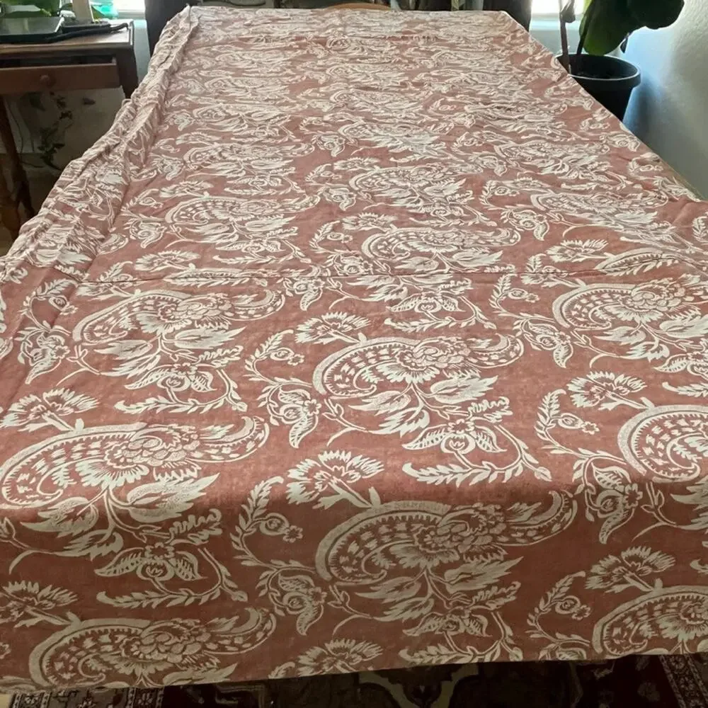 Pottery Barn Alessandra King Duvet Cover Terracotta & Ivory Linen Blend Read